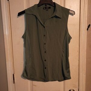 Apt. 9 Olive Green Sleeveless Button-Front Shirt